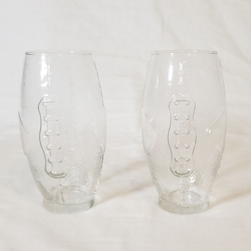 Clear Football‎ Shaped Drinking Glass; Set of 2